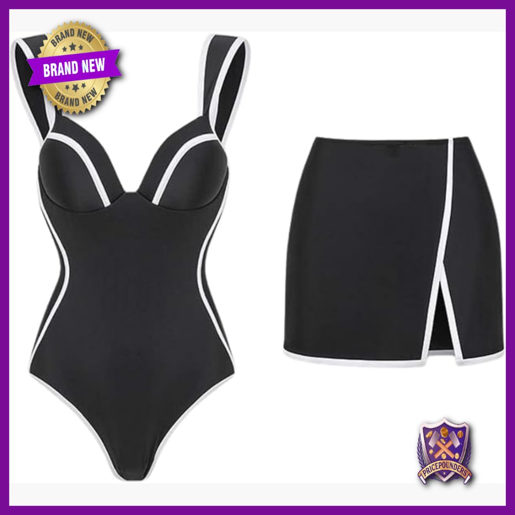 One Piece Swimsuit With Tummy Control Adjustable Back And Skirt Small